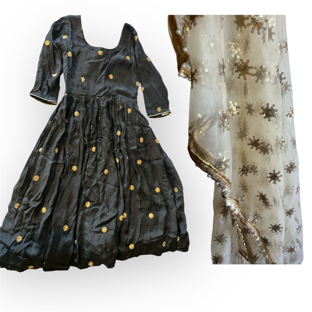 Elegant Black and Gold Kids Dress